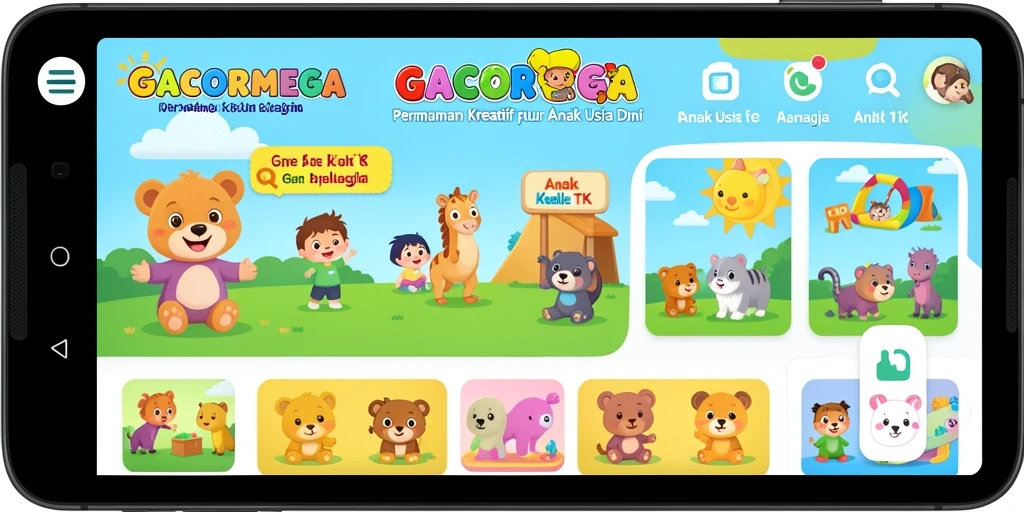Tampilan antarmuka GACORMEGA yang interaktif dan ramah anak.