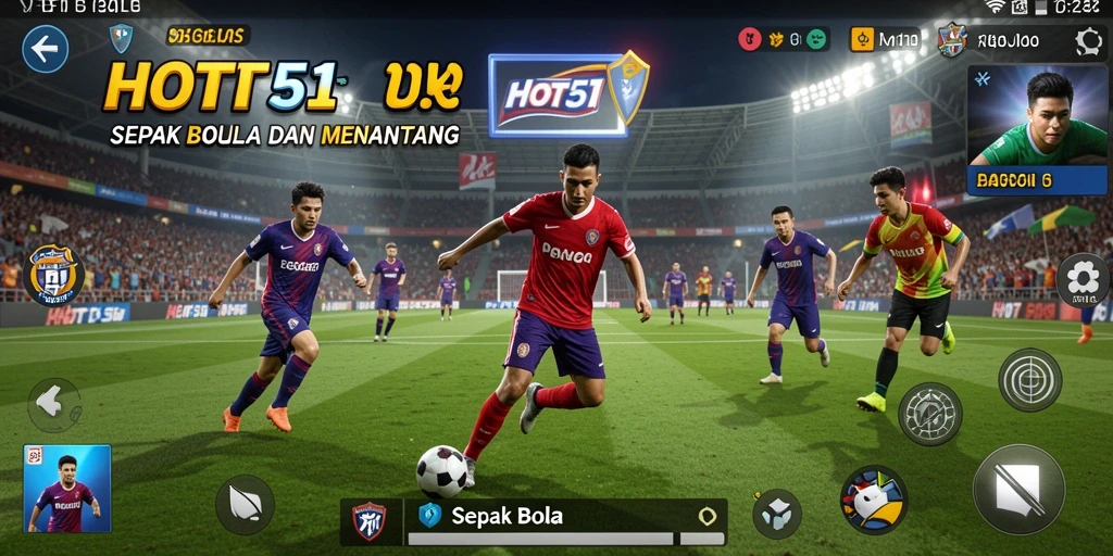 Tampilan antarmuka yang menarik dan intuitif dalam game Sepak Bola.