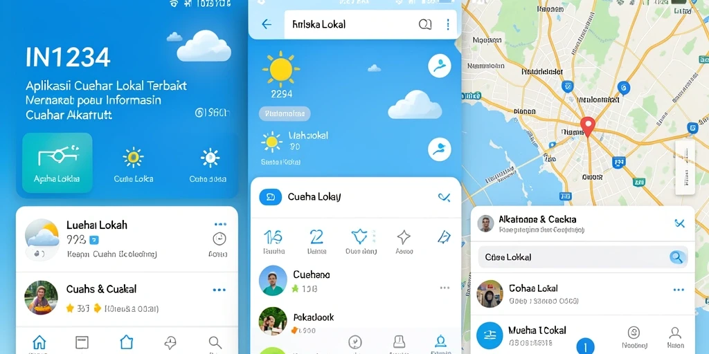 Screenshot antarmuka IN1234 yang menunjukkan fitur cuaca lokal.