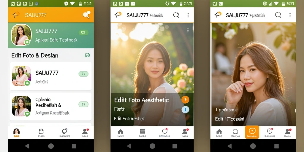 Antarmuka SALJU777 dengan berbagai opsi editing estetik.
