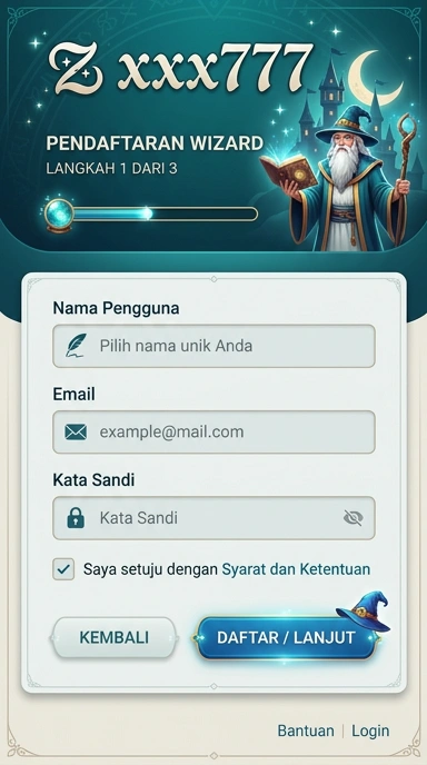 Tampilan halaman daftar xxx777