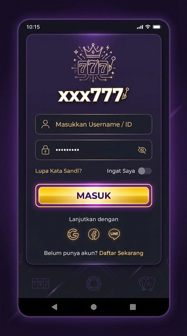 Tampilan halaman login xxx777